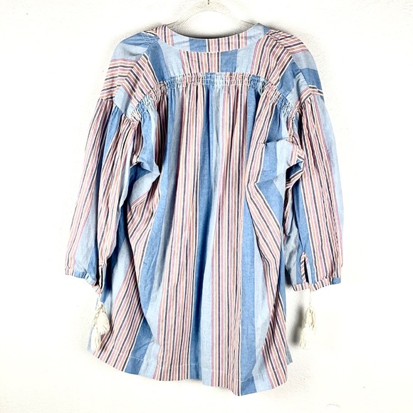 LIV - LOS ANGELES | 💗Striped Boho Drawstring Tassels Peasant Shirt Tunic - Picture 2 of 6